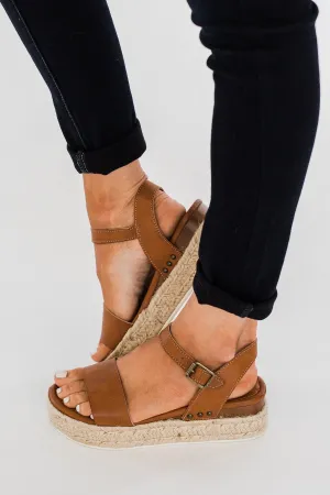 Sugar Turntable Platform Wedges- Cognac