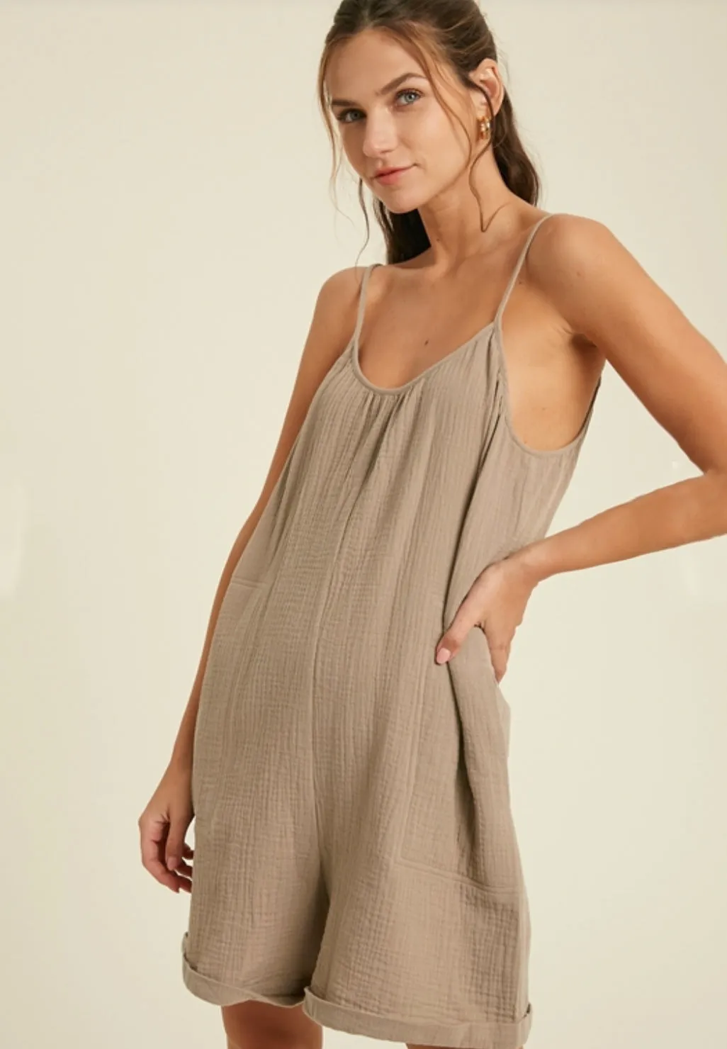 Taupe Gauze Romper