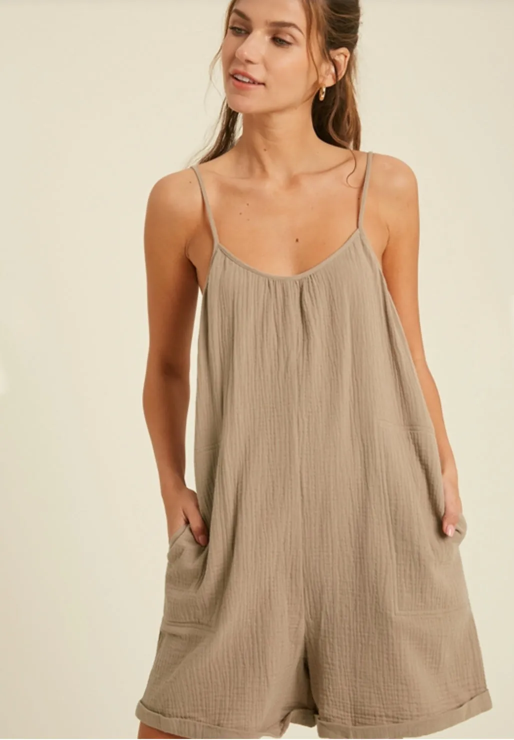 Taupe Gauze Romper