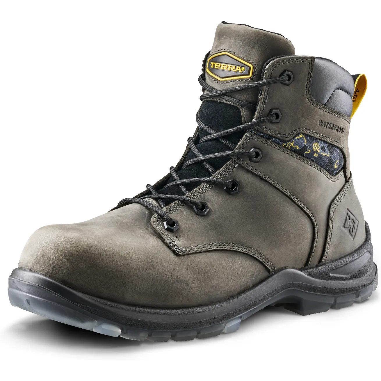 Terra Men's Byrne 6" Comp Toe WP Safety Work Boot- Gray- 839BGY