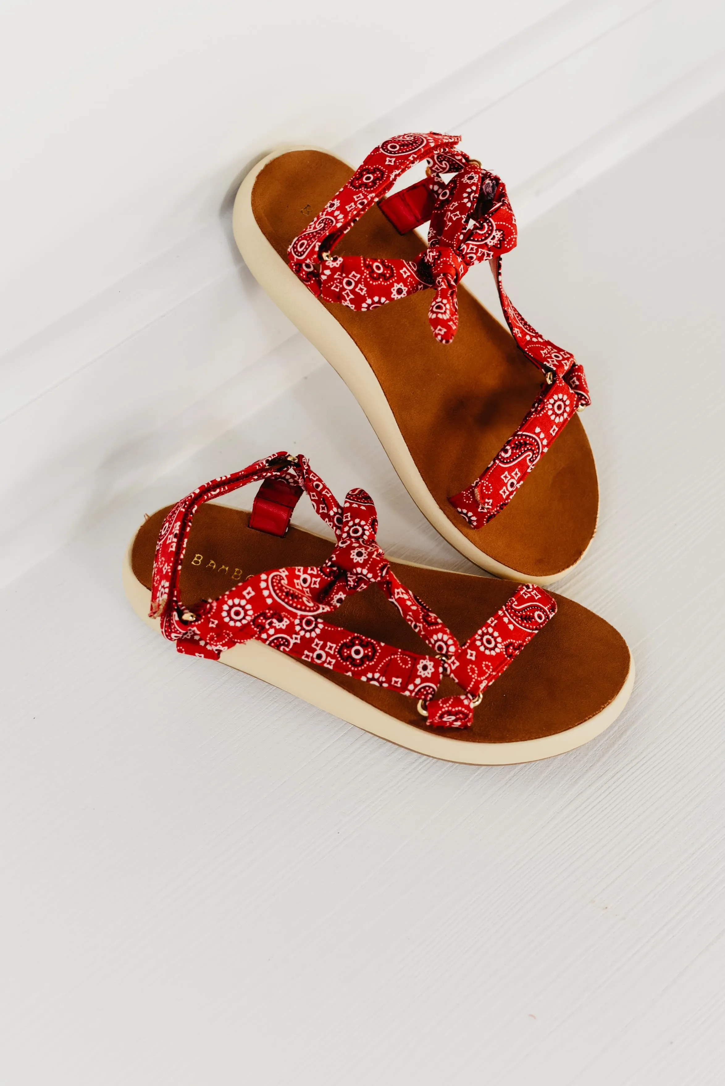 The Earthbound Tie Front Sandal - Red Paisley