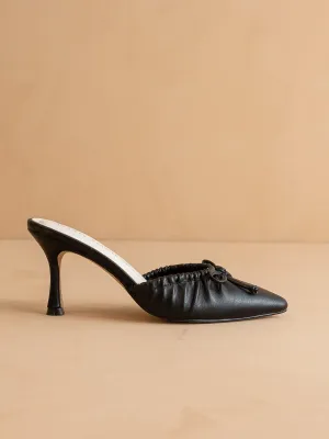 The Maven | Black Pointed Kitten Heel with Bow