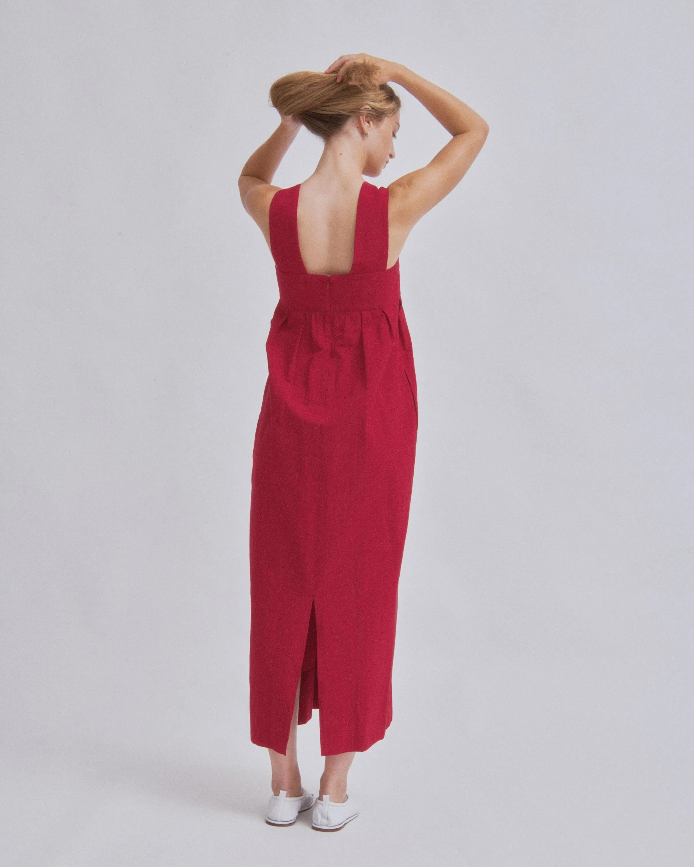 Thick Strap Dress in Cherry