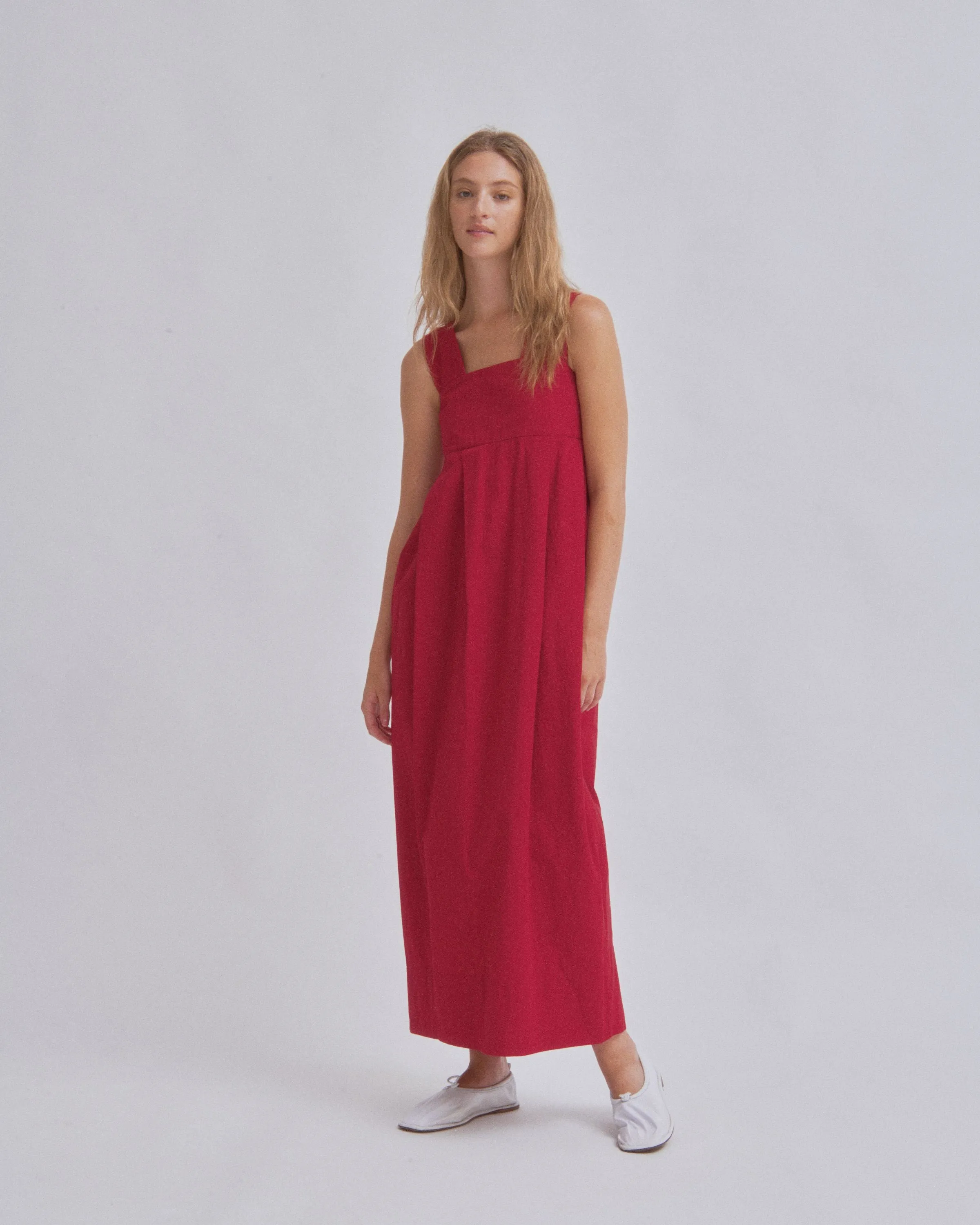 Thick Strap Dress in Cherry