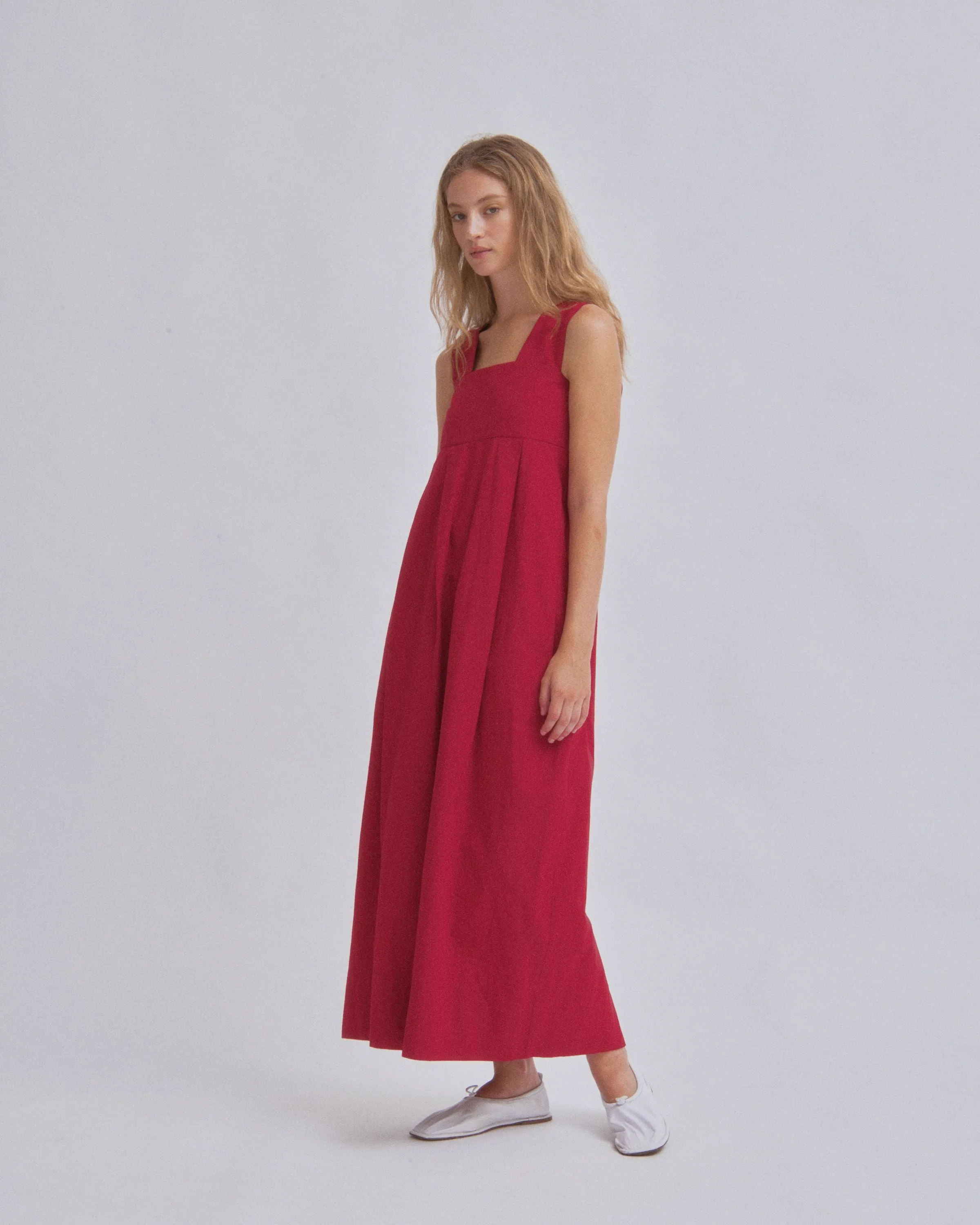 Thick Strap Dress in Cherry