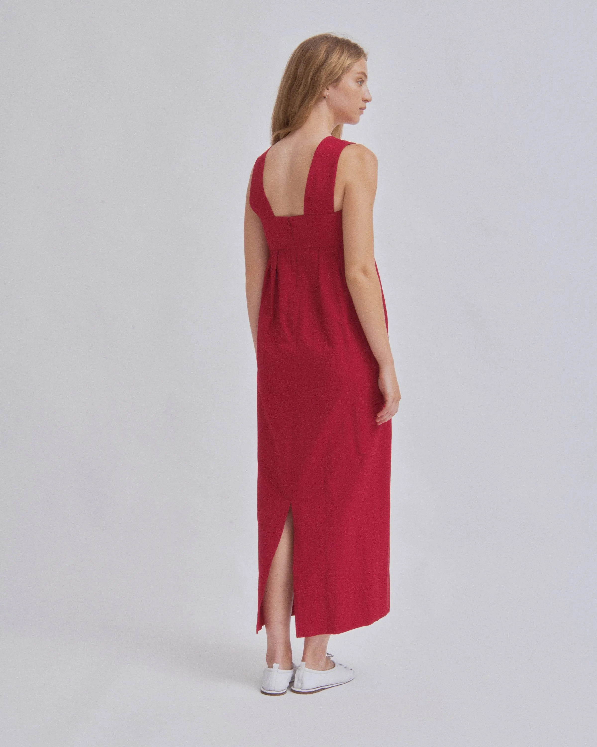 Thick Strap Dress in Cherry