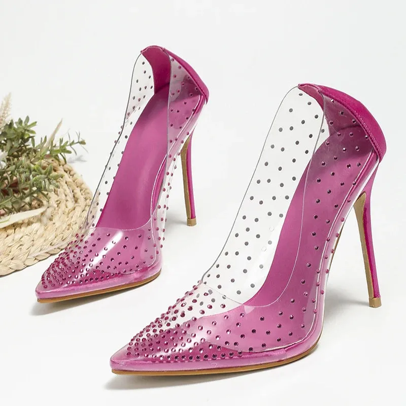 Transparent Crystal High Heels Stiletto Pumps for Women