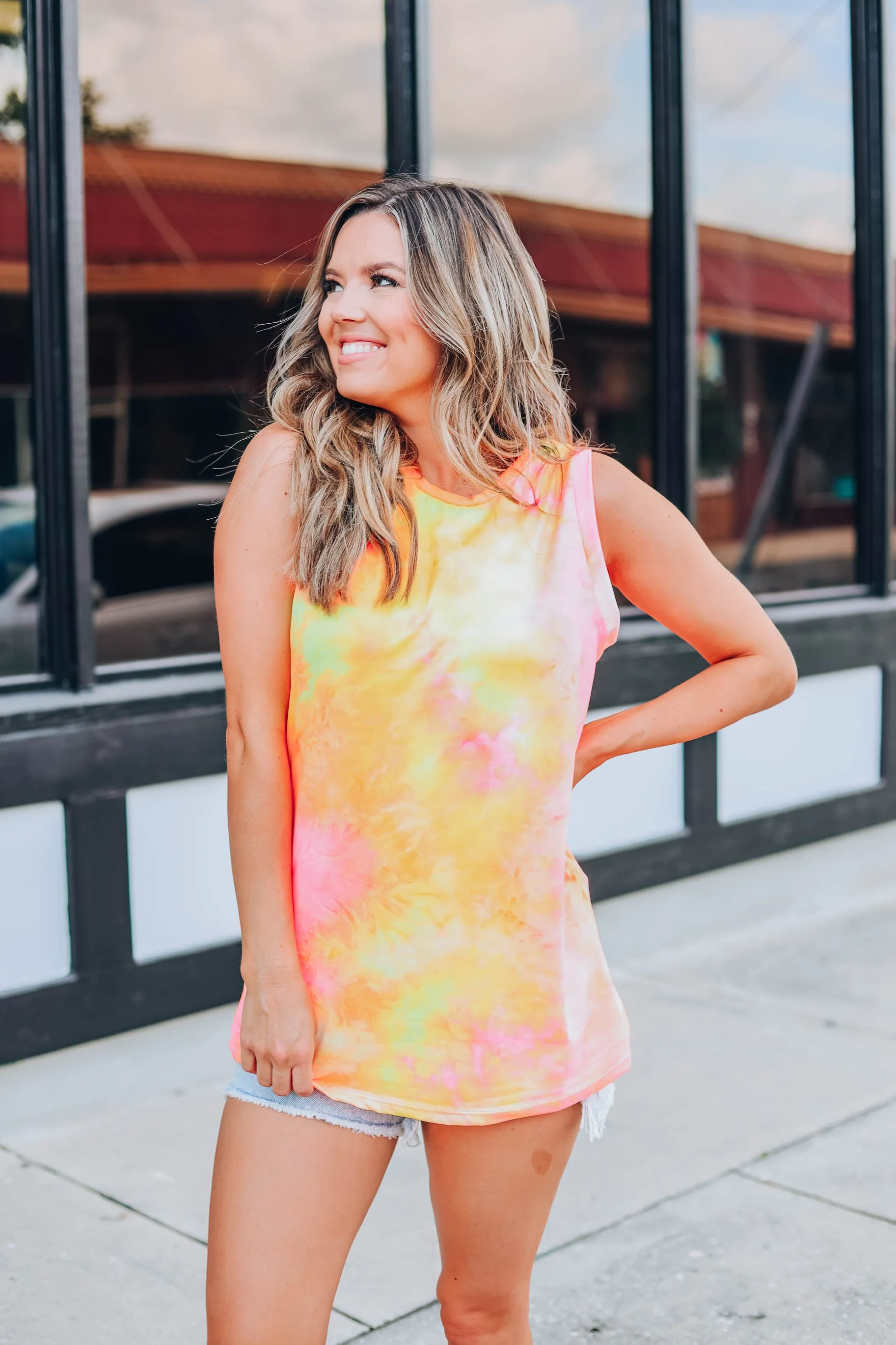 Trendy Tie Dye Tank - Neon