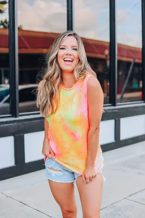 Trendy Tie Dye Tank - Neon