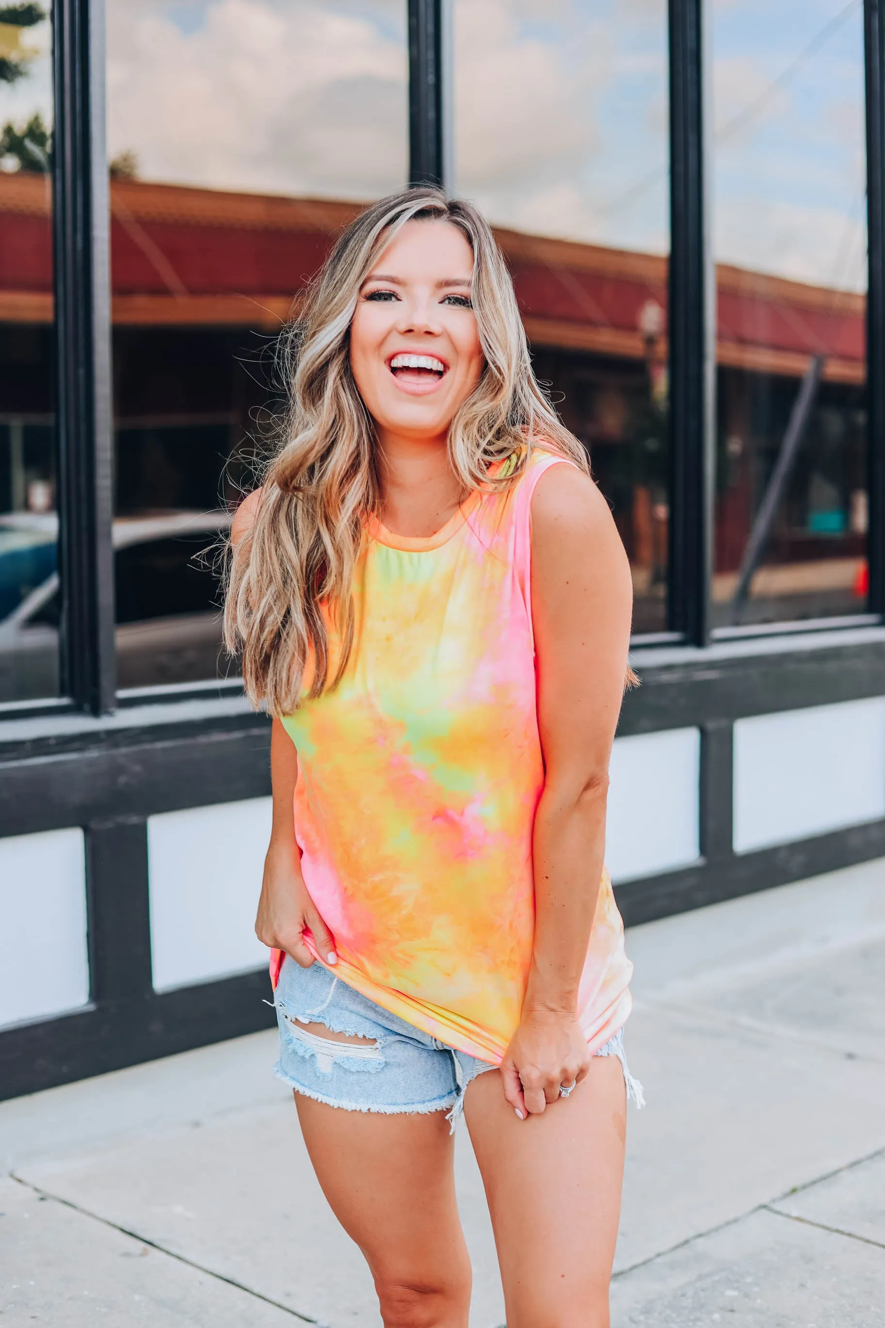 Trendy Tie Dye Tank - Neon