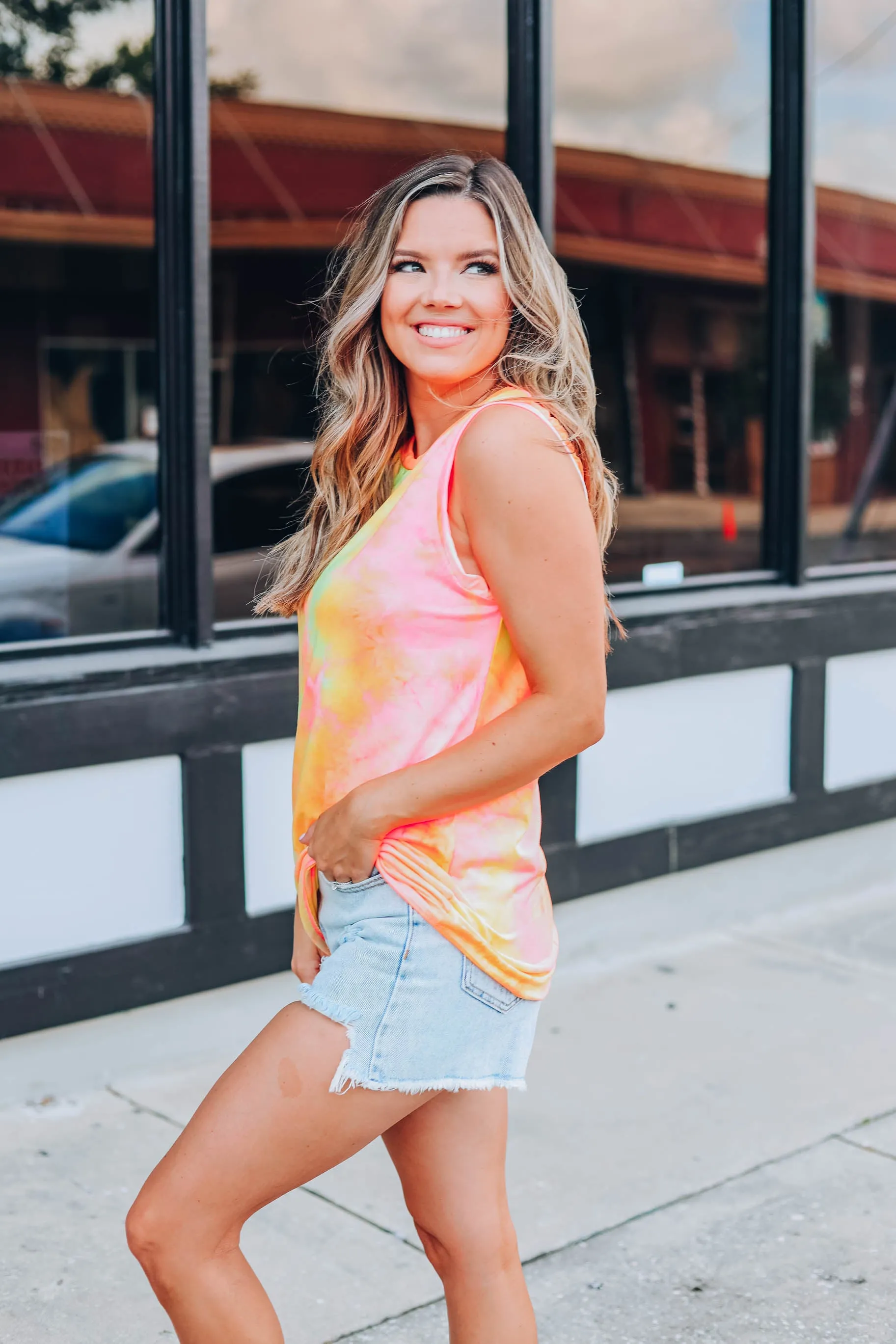 Trendy Tie Dye Tank - Neon