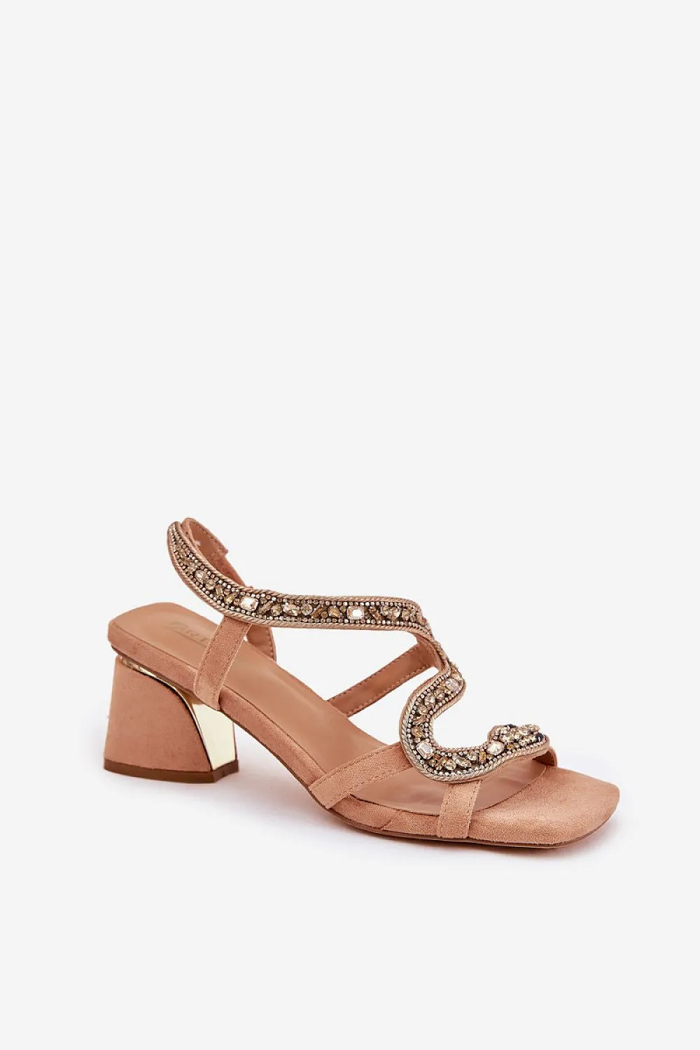 Unique snake pattern heel sandals
