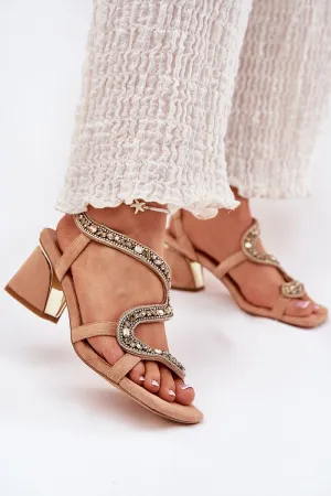 Unique snake pattern heel sandals