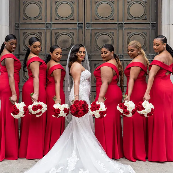 V-neck Side slit Mermaid Elegant Simple Pretty Long Bridesmaid Dresses, BDS0247