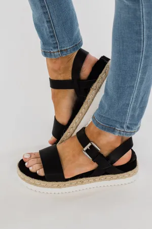 Very G Glossy Platform Sandals- Black