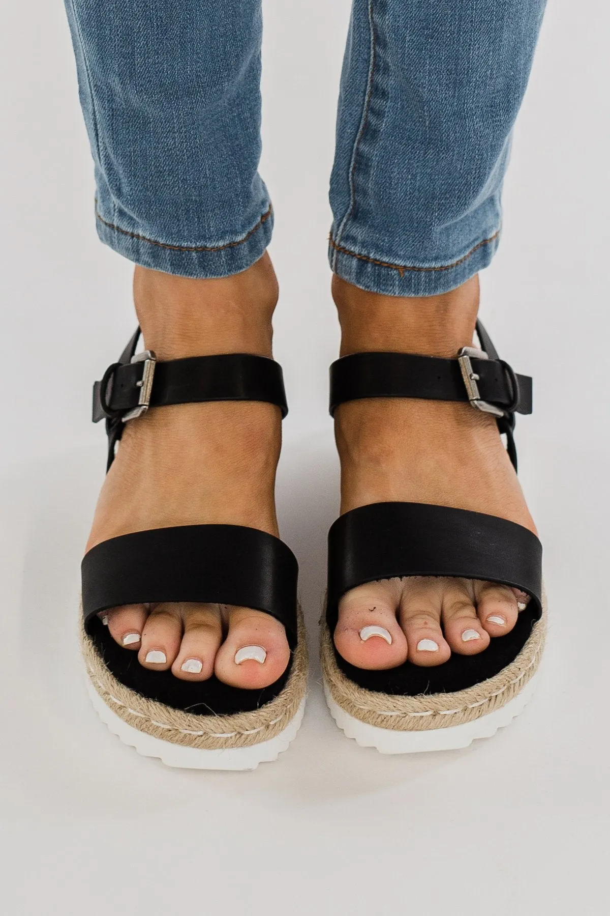 Very G Glossy Platform Sandals- Black