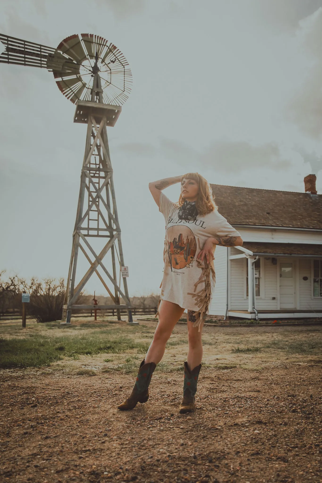 Western Wild Soul Print T Shirt Dress