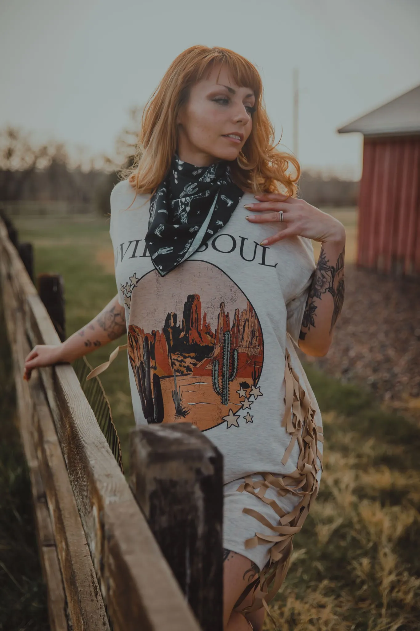 Western Wild Soul Print T Shirt Dress