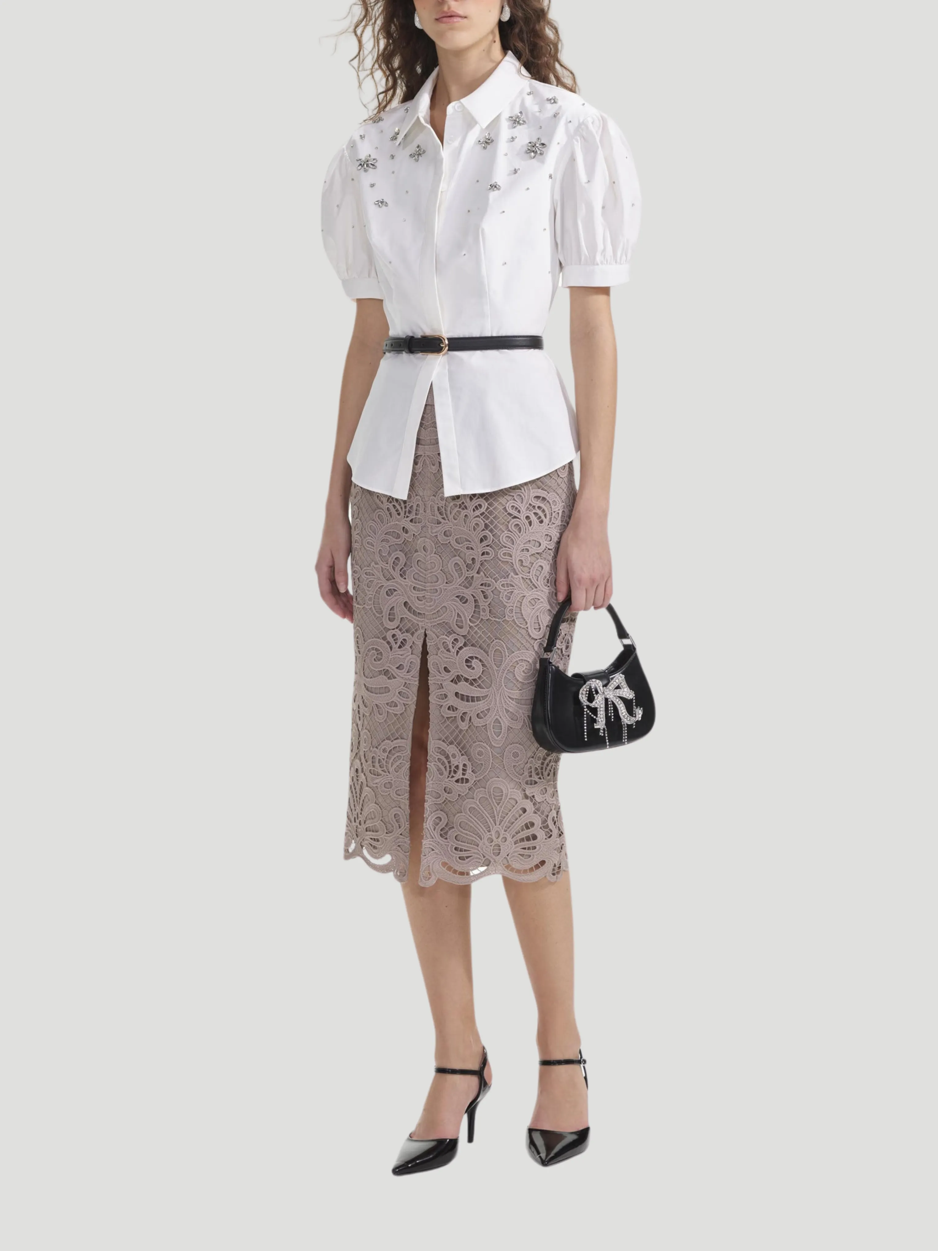 White Cotton Embellished Top