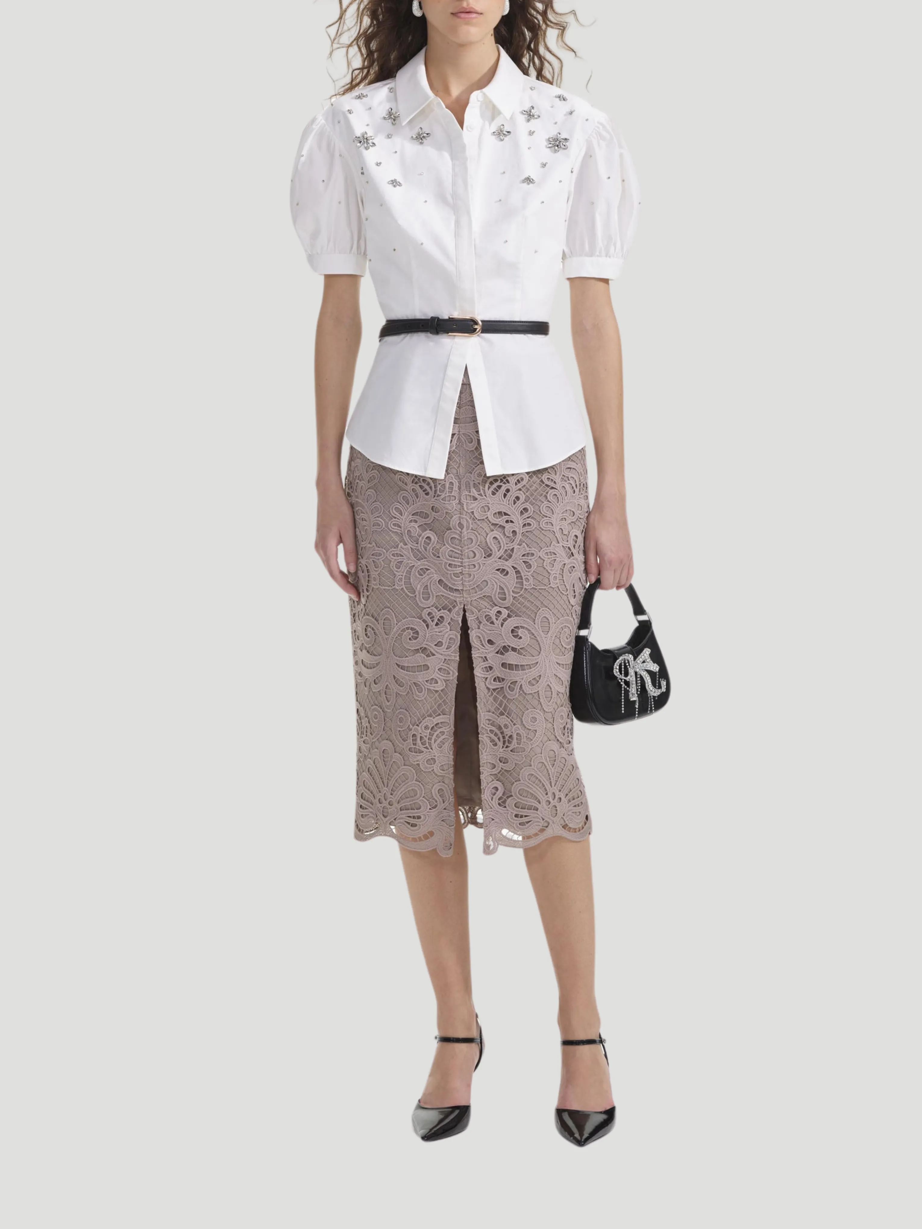 White Cotton Embellished Top