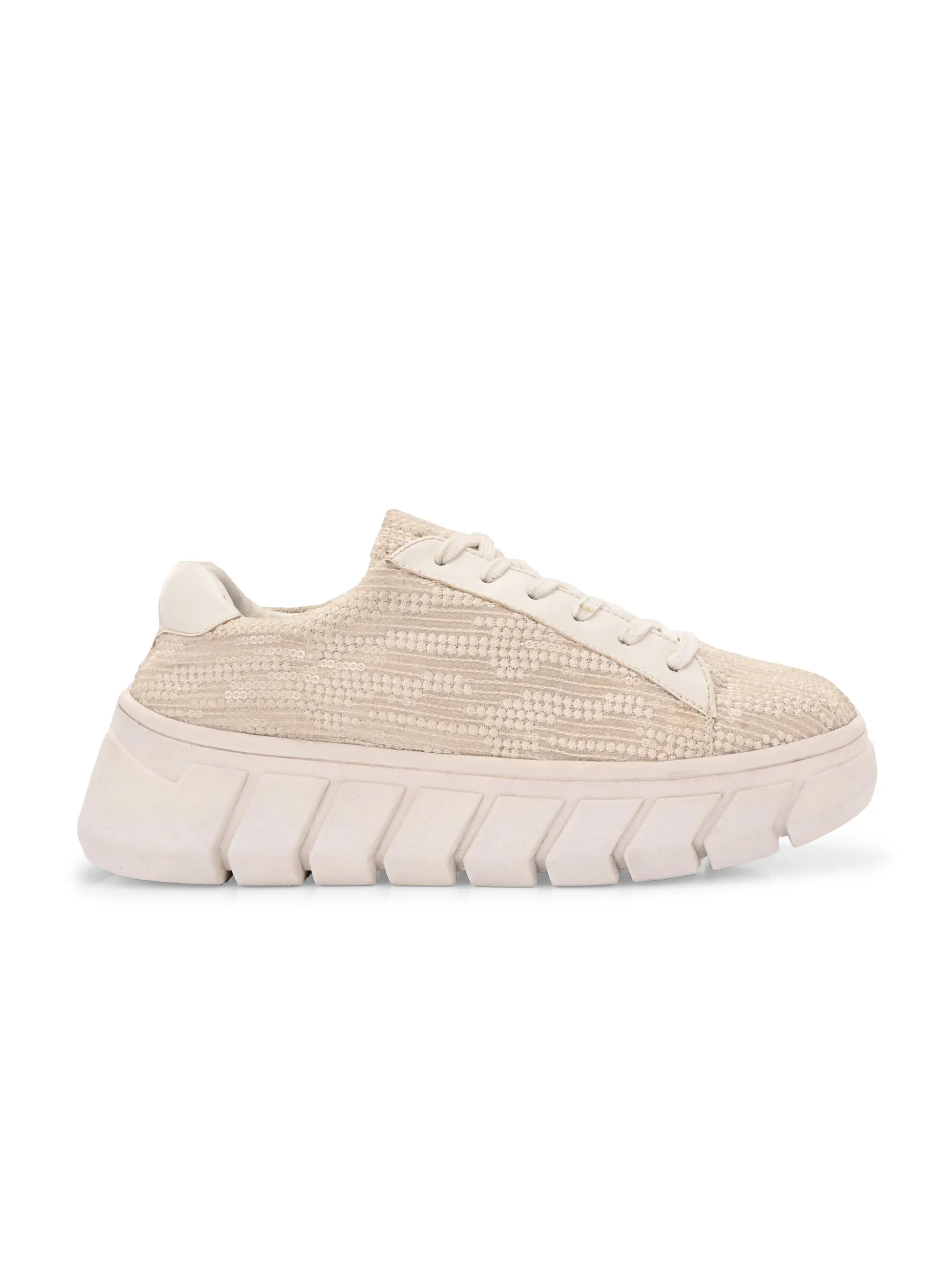 White Sequence Customized Ethnic Sneakers