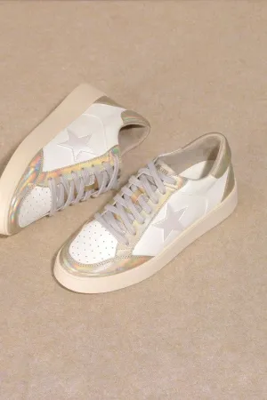 White/Gold Star, Low Top Sneakers