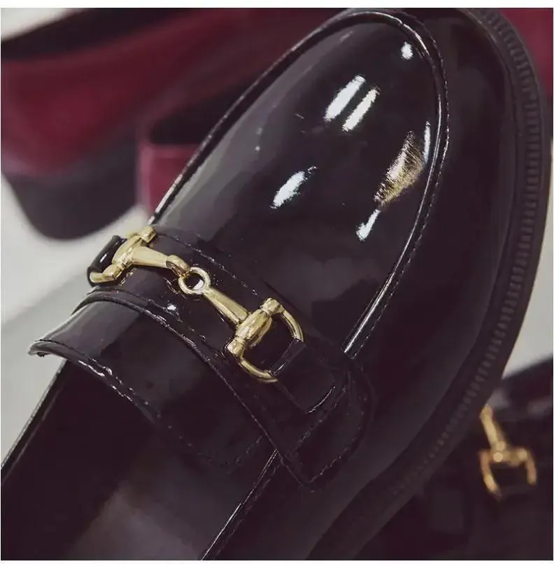 Withered British style retro fashion elegant leather loafers women shoes