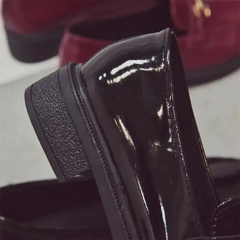 Withered British style retro fashion elegant leather loafers women shoes