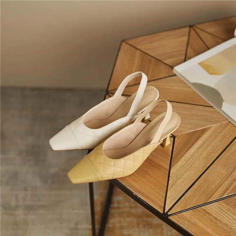 Woman Thin Heels Elegant Back Strap Shoes