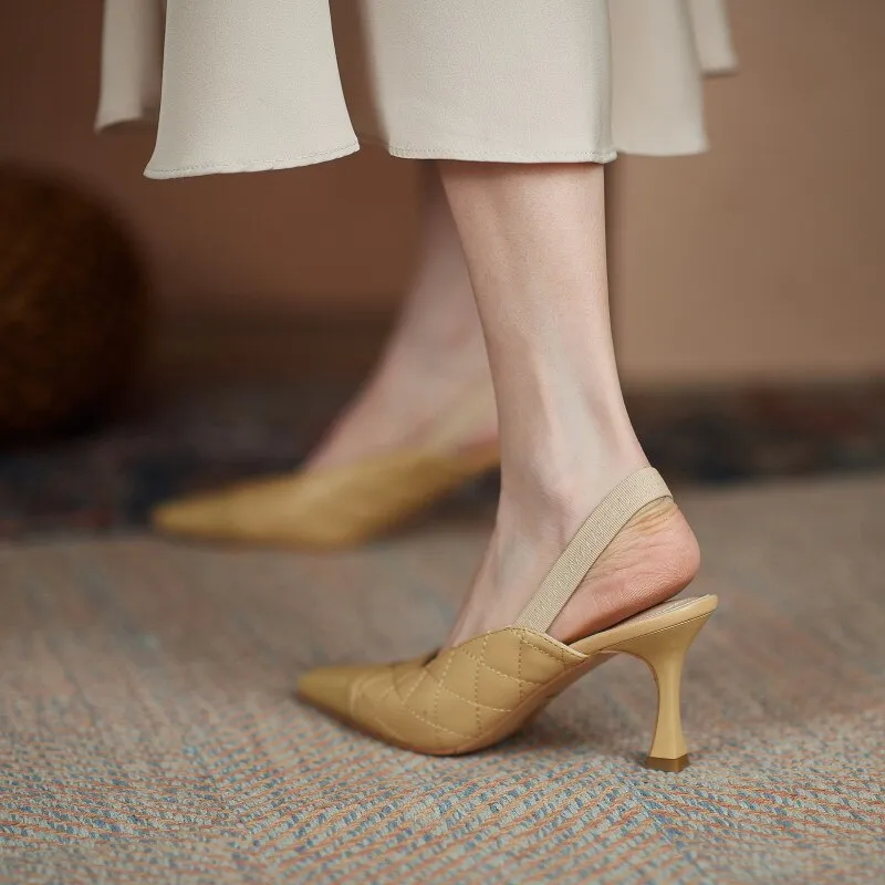 Woman Thin Heels Elegant Back Strap Shoes