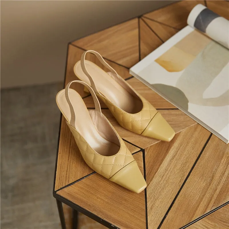 Woman Thin Heels Elegant Back Strap Shoes