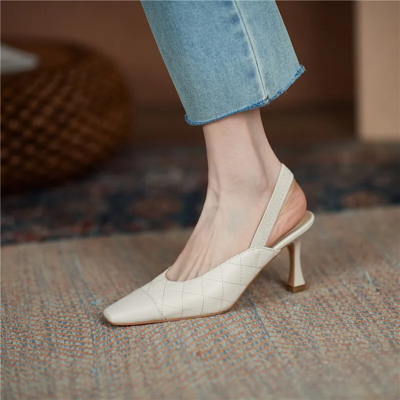 Woman Thin Heels Elegant Back Strap Shoes