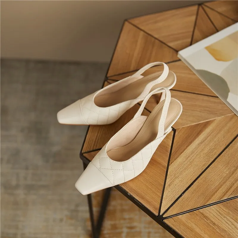 Woman Thin Heels Elegant Back Strap Shoes