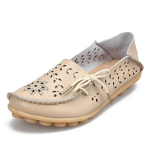 Women Flats Cut-outs Comfortable Women Casual Shoes Round Toe Moccasins Loafers