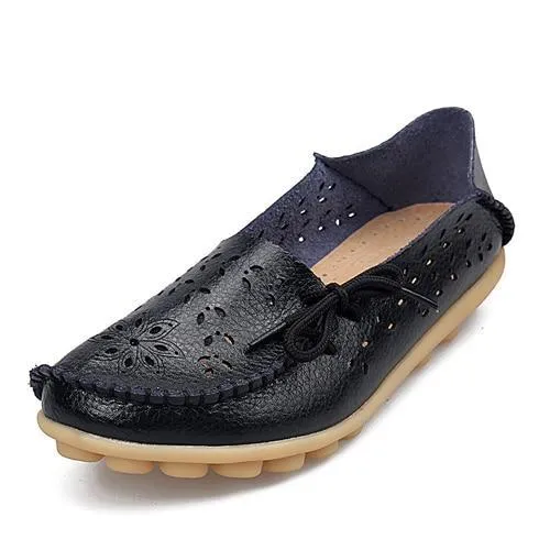 Women Flats Cut-outs Comfortable Women Casual Shoes Round Toe Moccasins Loafers
