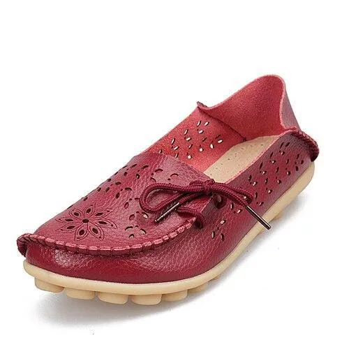 Women Flats Cut-outs Comfortable Women Casual Shoes Round Toe Moccasins Loafers