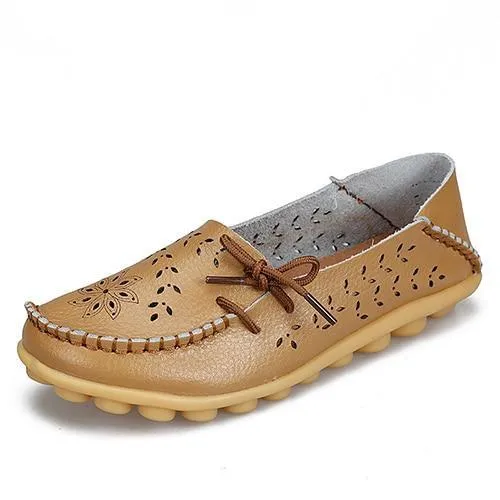 Women Flats Cut-outs Comfortable Women Casual Shoes Round Toe Moccasins Loafers