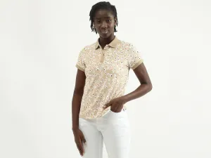 Women Printed Polo Collar T-shirt