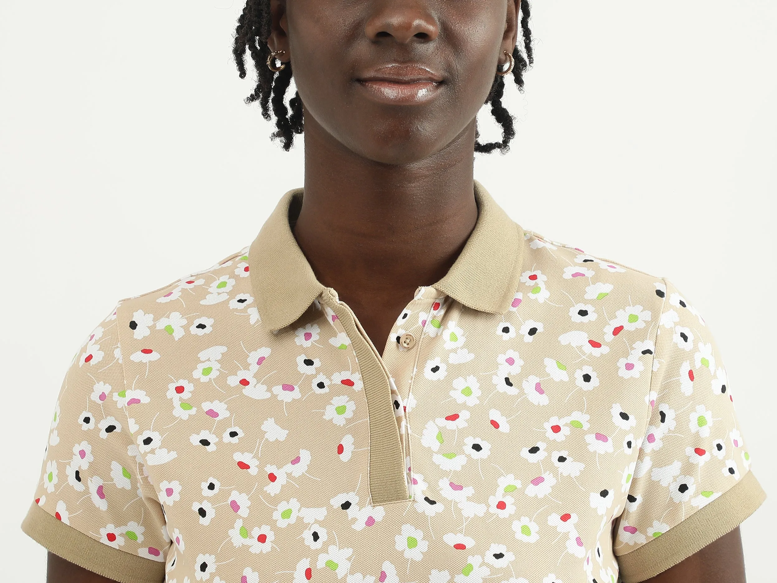Women Printed Polo Collar T-shirt