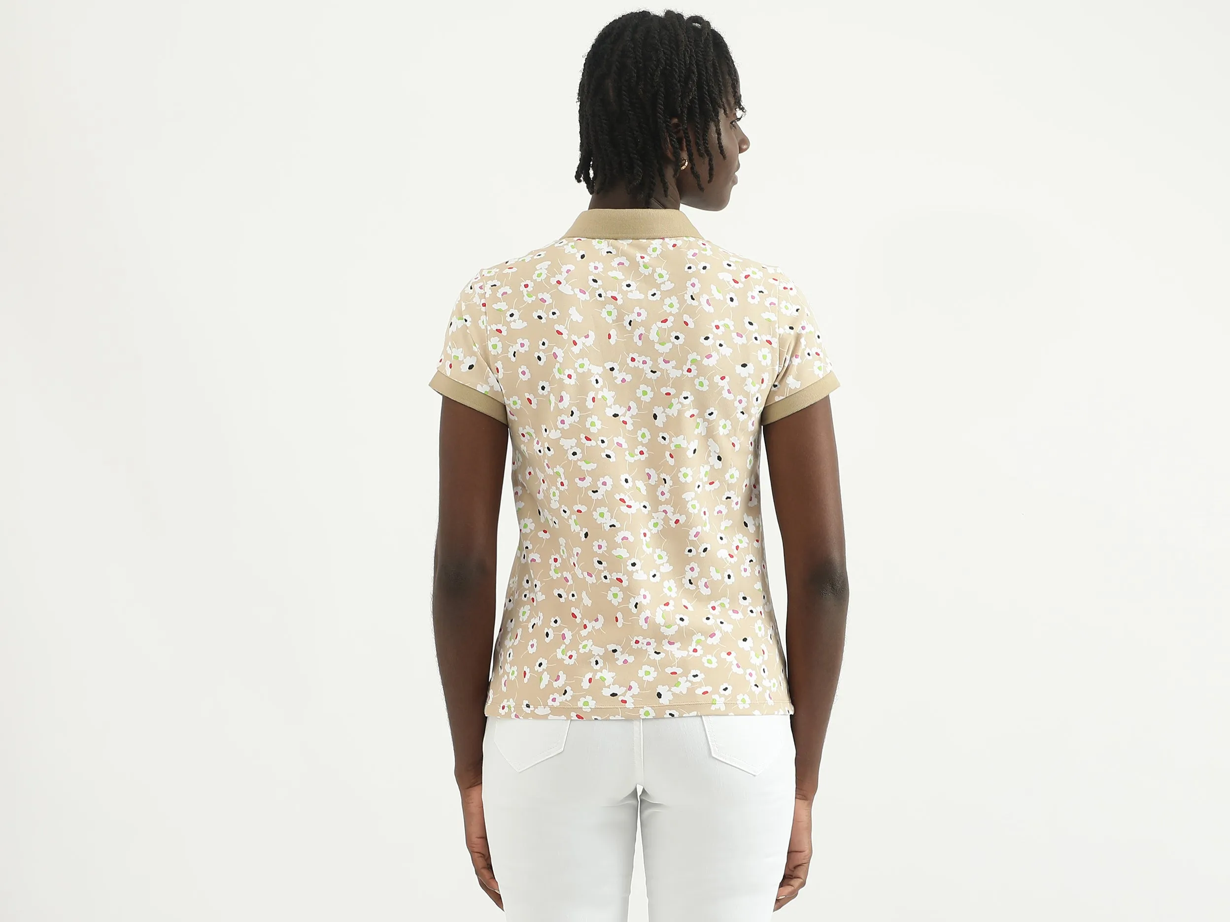 Women Printed Polo Collar T-shirt