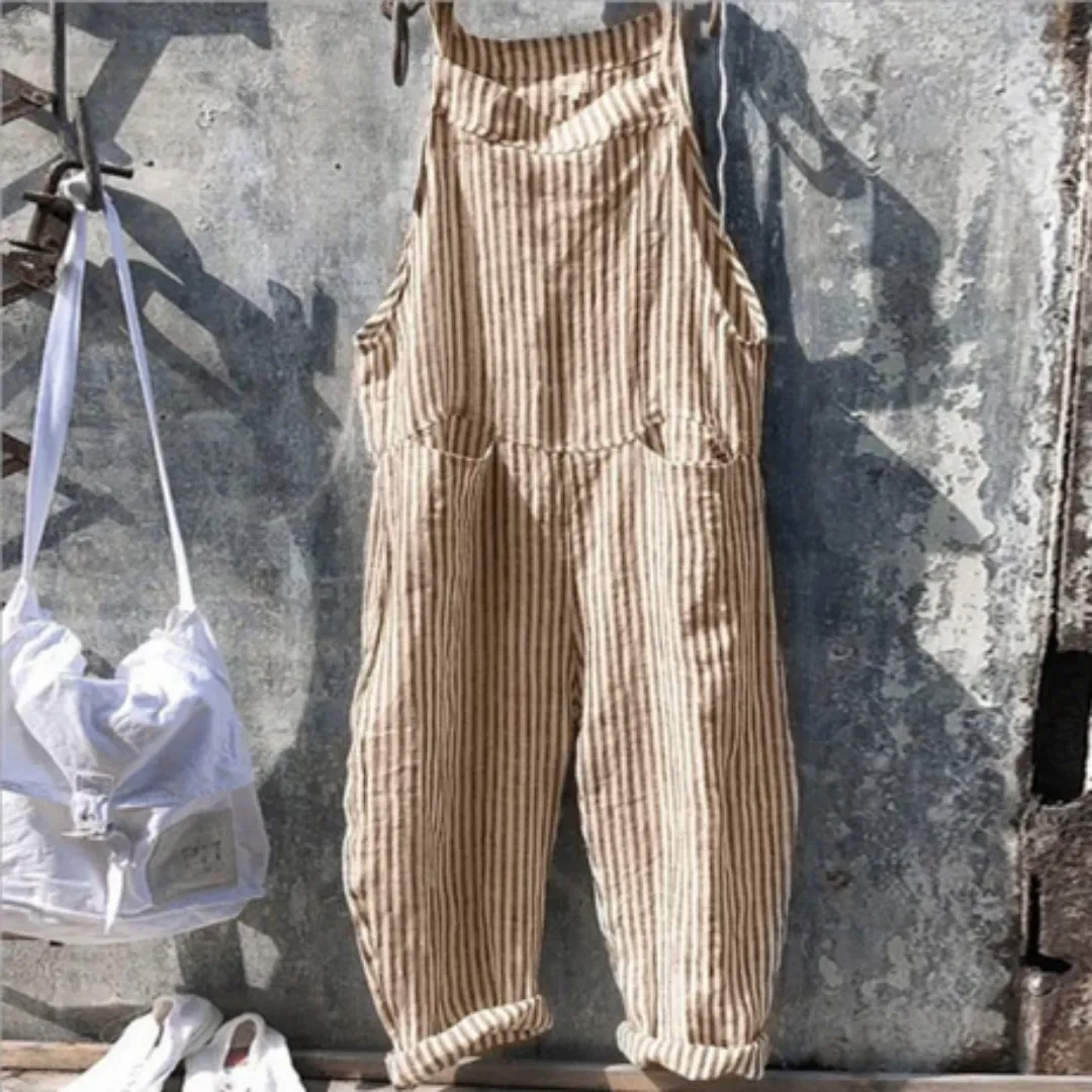 Women's Casual Stripe Jumpsuit | Wide Leg
