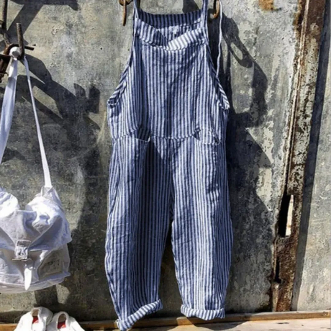 Women's Casual Stripe Jumpsuit | Wide Leg