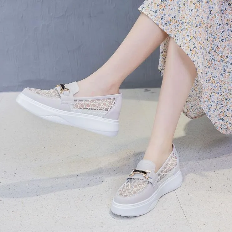 Women's Petite Size Lace Mesh Thicksole Casual Shoes MS369