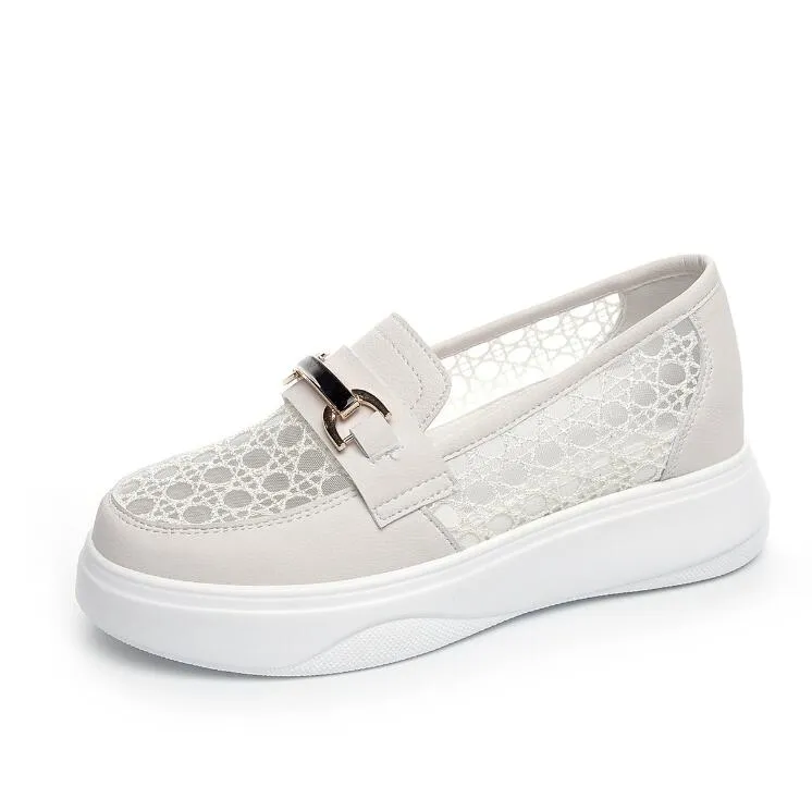 Women's Petite Size Lace Mesh Thicksole Casual Shoes MS369