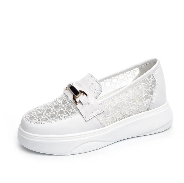 Women's Petite Size Lace Mesh Thicksole Casual Shoes MS369