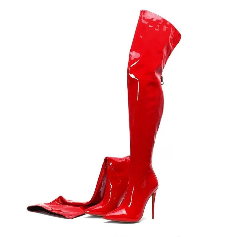 women's  sexy elegant zipper over the knee boots