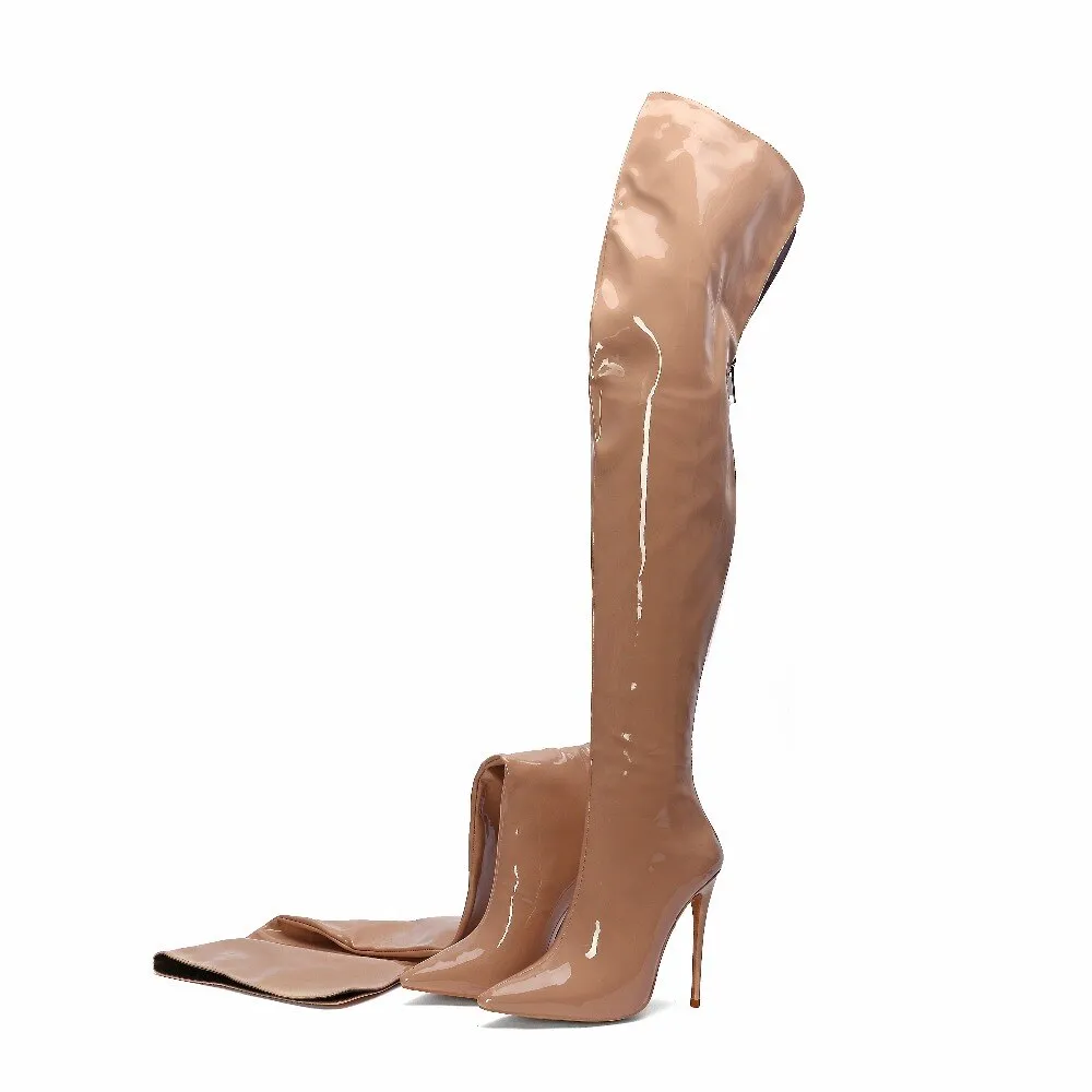 women's  sexy elegant zipper over the knee boots