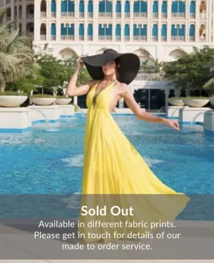 Yellow Halter-Neck Chiffon Dress
