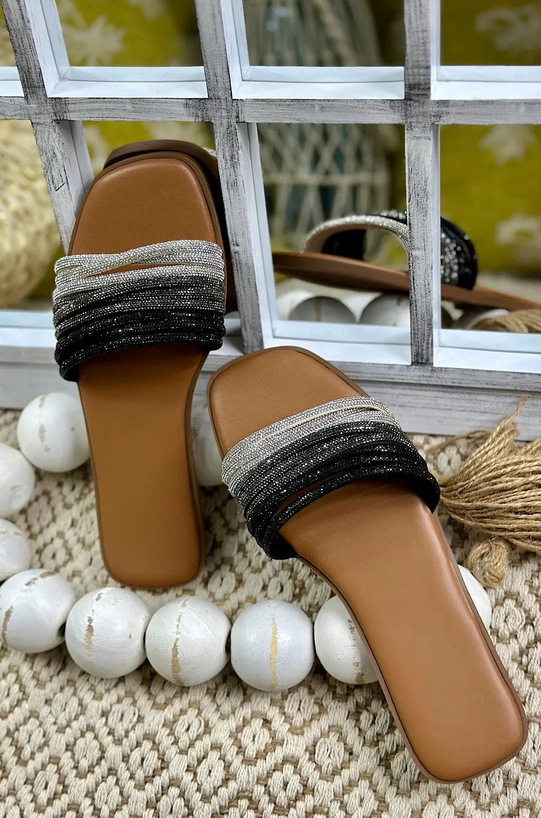 Zia Rhinestone Slip On Sandals